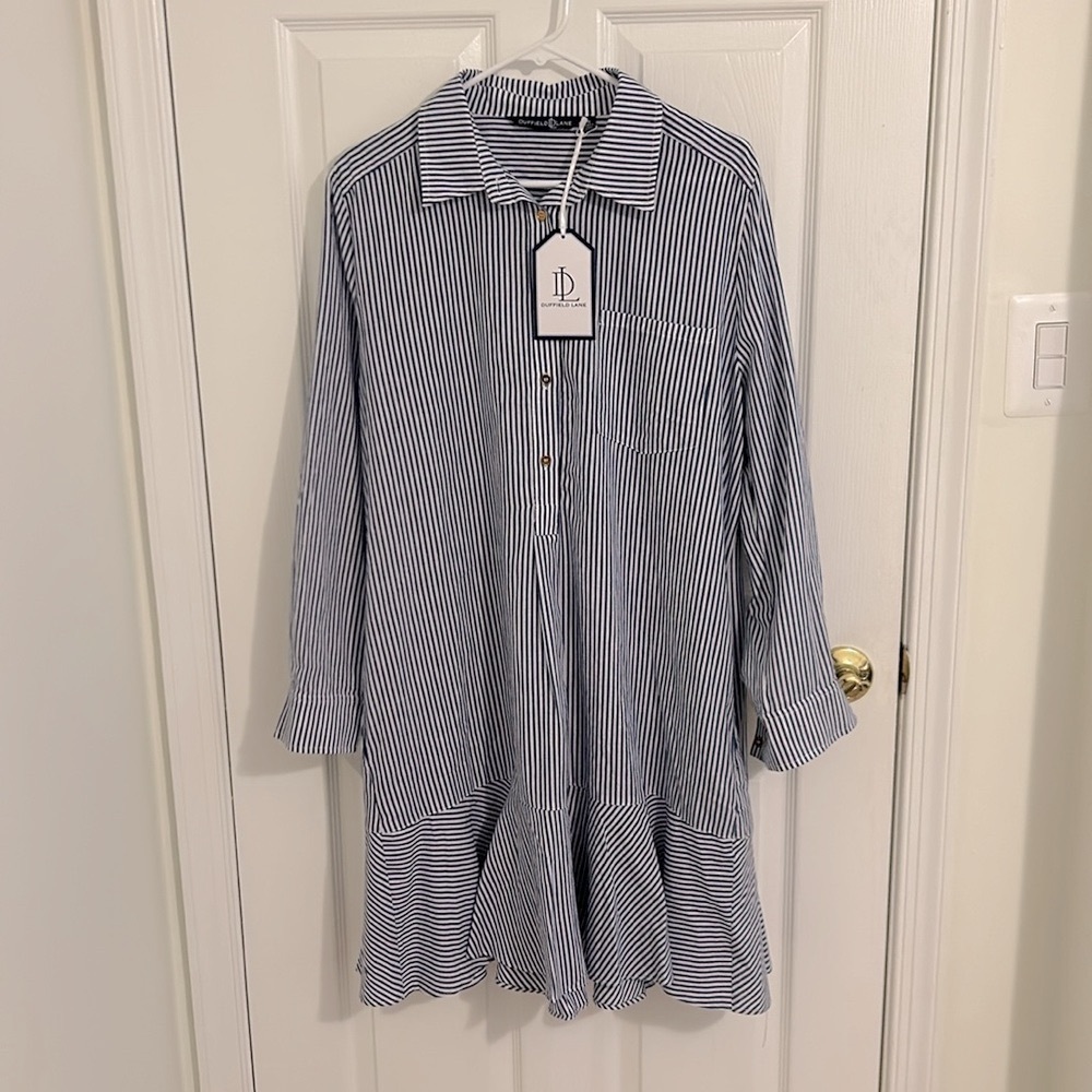 Duffield Lane Iris Dress In Navy and White Classic Stripe NWT Size XL - Picture 2 of 9